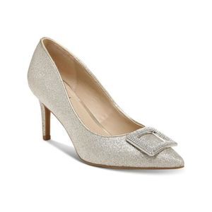NIB ALFANI Womens Gold Jerison Pointed Toe Stiletto Slip On Dress Pumps